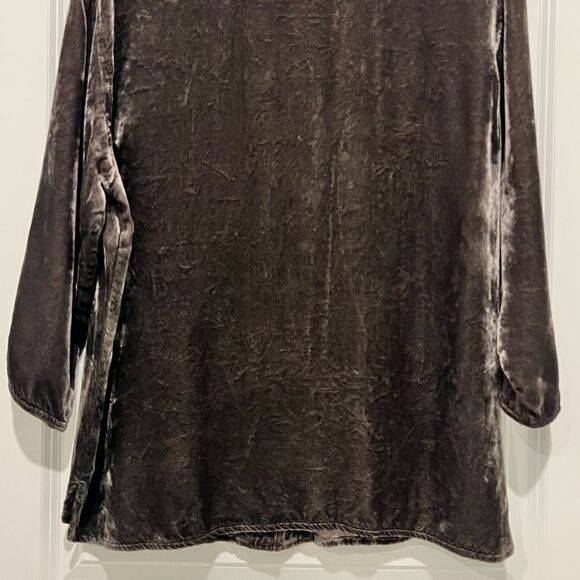Vintage J. Jill Women's Crushed Velvet Button Up Blouse 3/4 Sleeves Brown L (14) - Picture 8 of 12